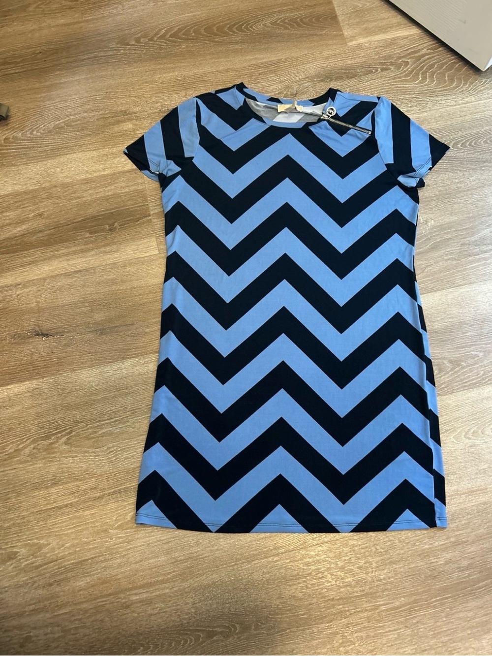Michael Kors Blue & Black Chevron Shift Dress